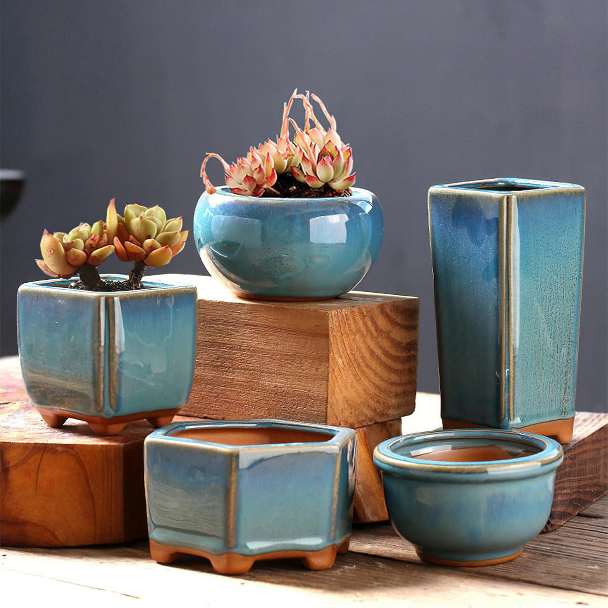 VASE 5,5 x 5,5 x 12,5 cm Keramik - Blau, Keramik (6cm) - LIBRATON