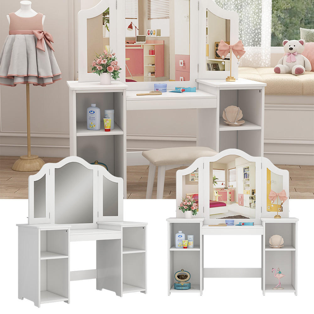 SCHMINKTISCH FÜR KINDER Estella Weiß 105 x 117.9 cm Mit Spiegel - Weiß, Holzwerkstoff (105/117.9/41cm) - Vicco