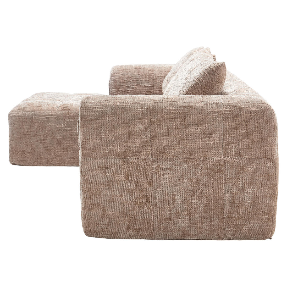 ECKSOFA L-Form 3-Sitzer mit Chaiselongue und Armlehnen Chenille khaki 250/158/60 cm - Naturfarben, Textil (250/158cm) - OKWISH