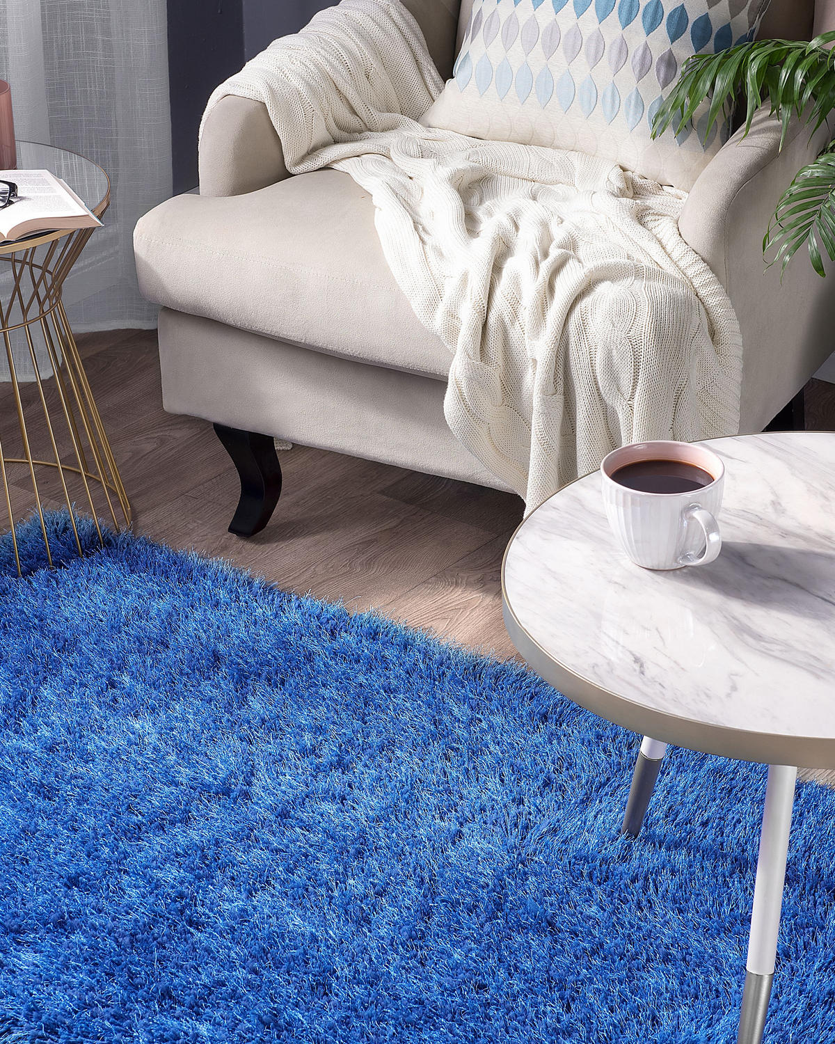 SHAGGYMATTA Cide 150/80 cm - Blå, Plast (80/150cm) - Beliani