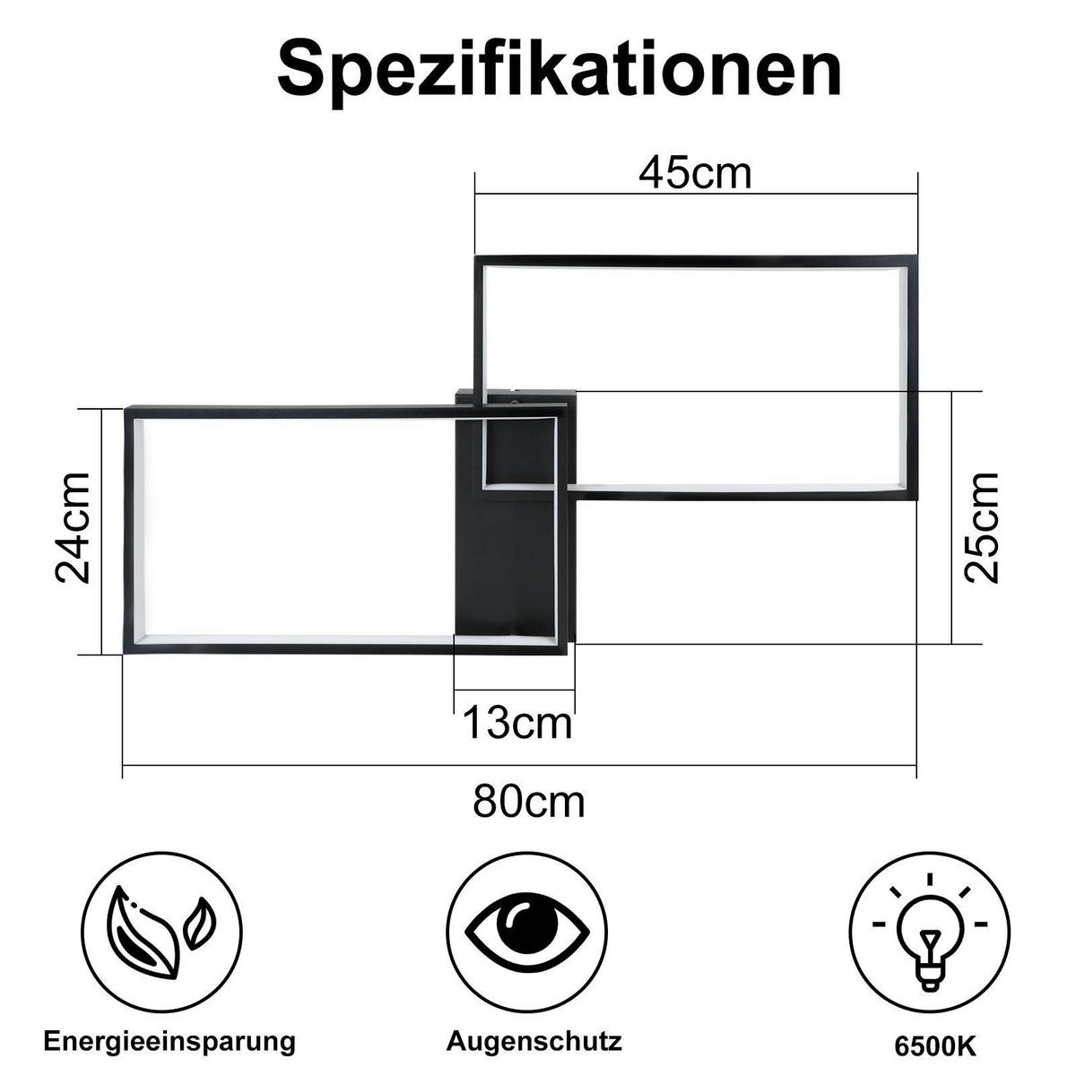 LED-DECKENLEUCHTE Edith 80/39/7.5 cm - Schwarz, Kunststoff (80/39/7.5cm) - Nettlife