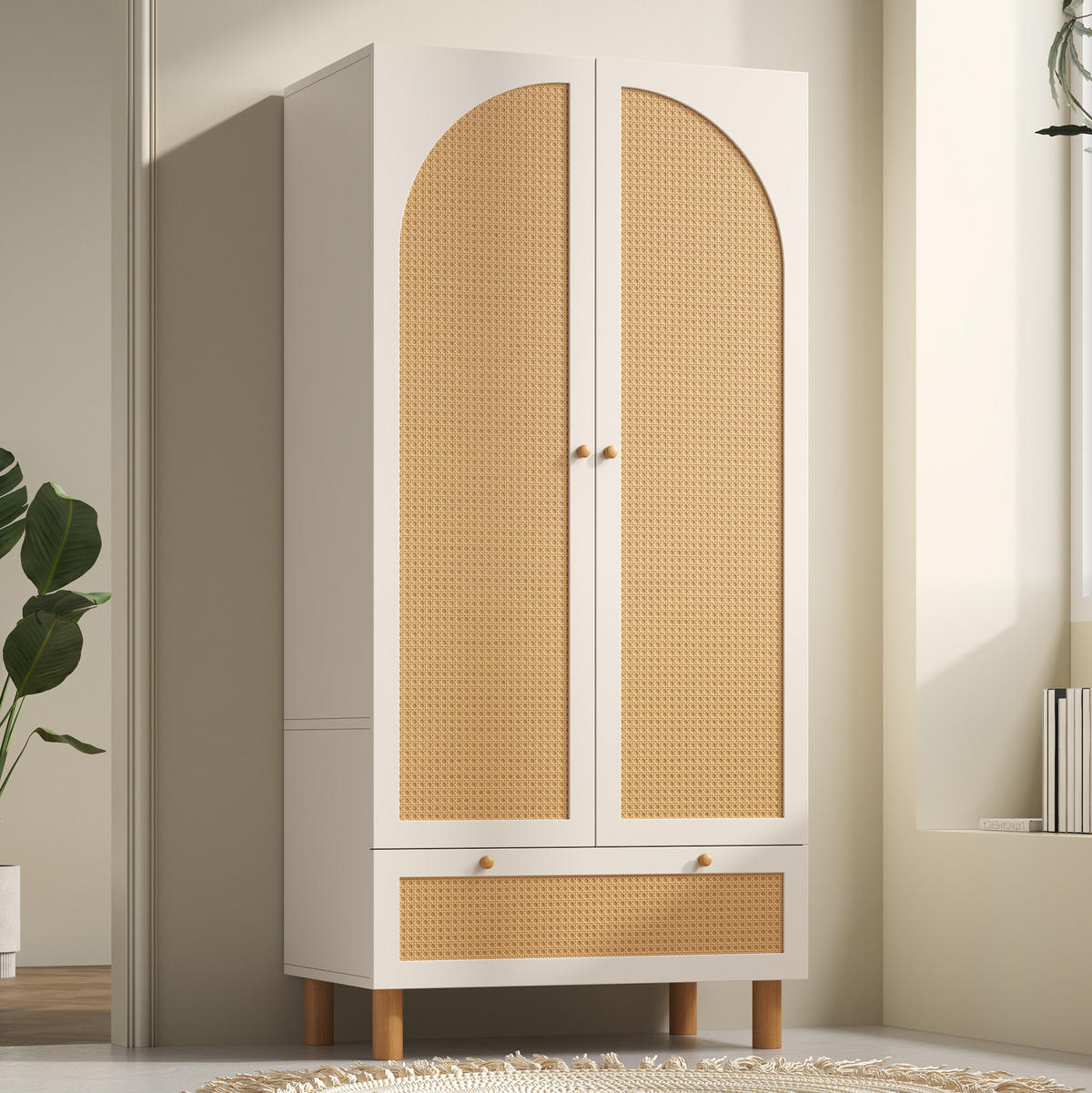 KLEIDERSCHRANK 85,5/180,5/52 cm Weiß aus Holz mit Schublade - Weiß, Holz (52/180.5/85.5cm) - OKMYHOME