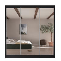 SCHRANK Schwarz V200 Schiebetüren Mit Spiegel - Schwarz, Holzwerkstoff (200/215/61cm) - Sepro Meble