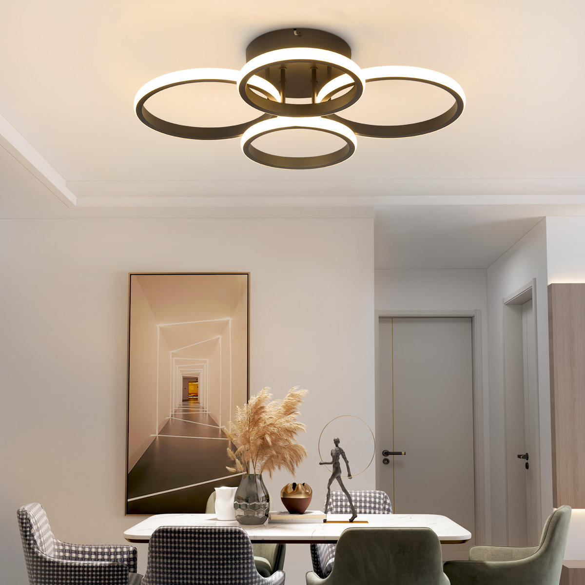 LED-DECKENLEUCHTE Xalvor 41.5/52.5/11.8 cm - Schwarz, Metall (52.5/41.5/11.8cm) - ZMH