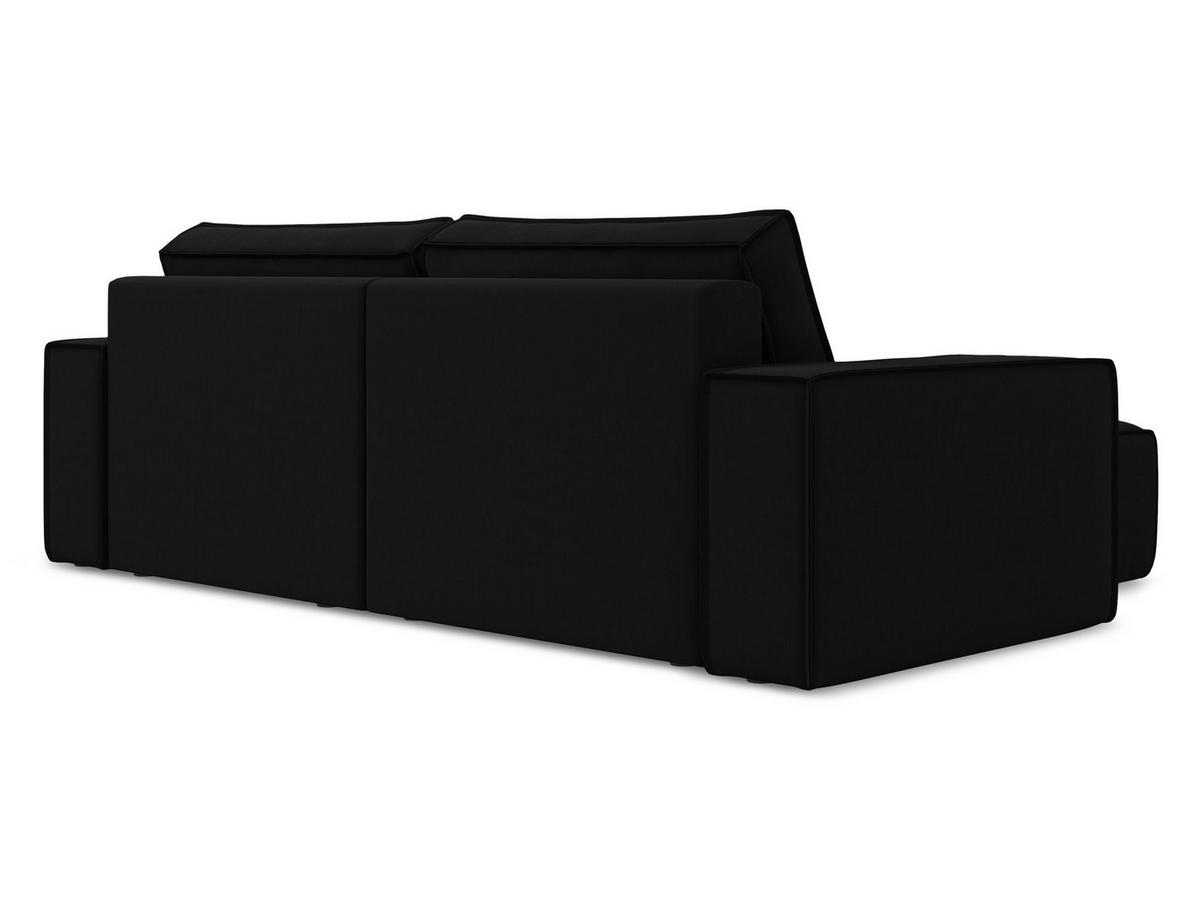 ECKSOFA mit Schlaffunktion Samt Stoff Schwarz - Schwarz, Kunststoff/Textil (148/257cm) - Makamii
