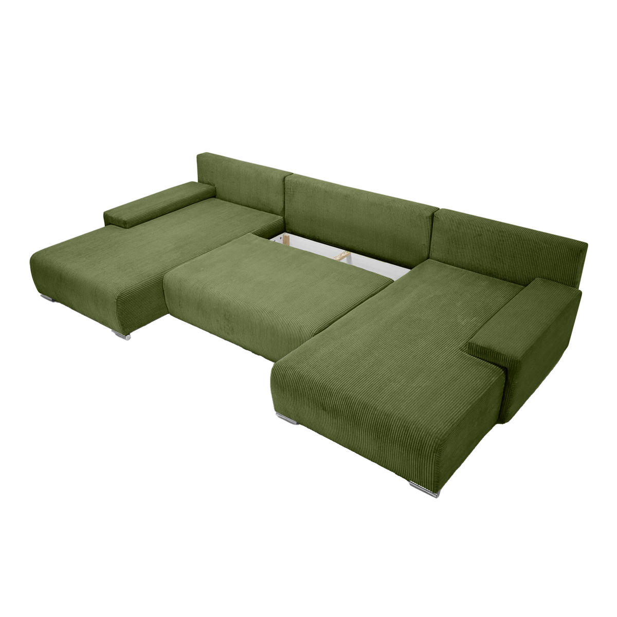 ECKSOFA Trawanga s funkcí spaní, Olivová - olivově zelená, textil (348/188cm) - Fedve