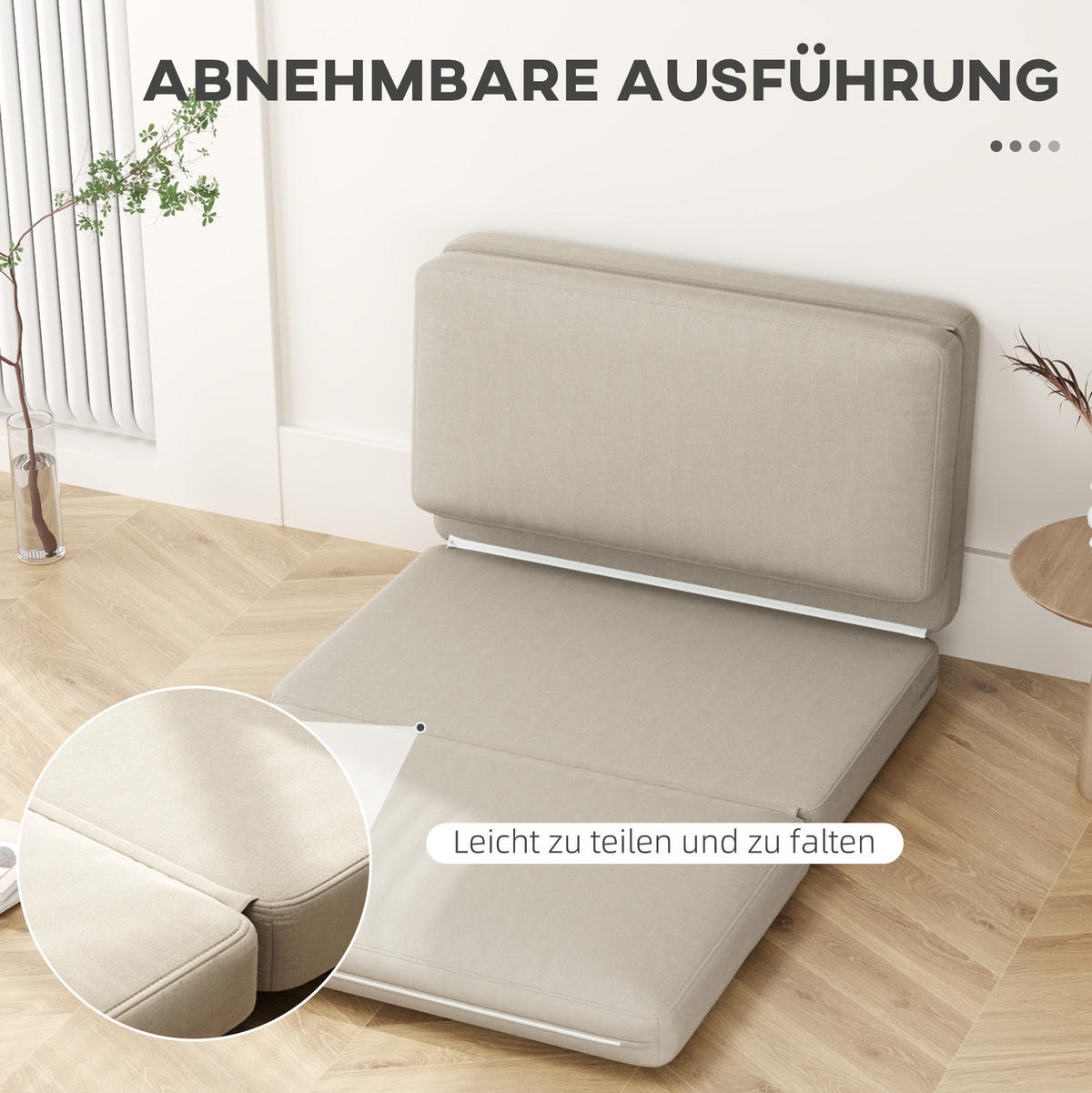SCHLAFSOFA 120/275 cm Liegefläche in Beige – faltbar und platzsparend - Beige, Textil (120/10/275cm) - BEAOK