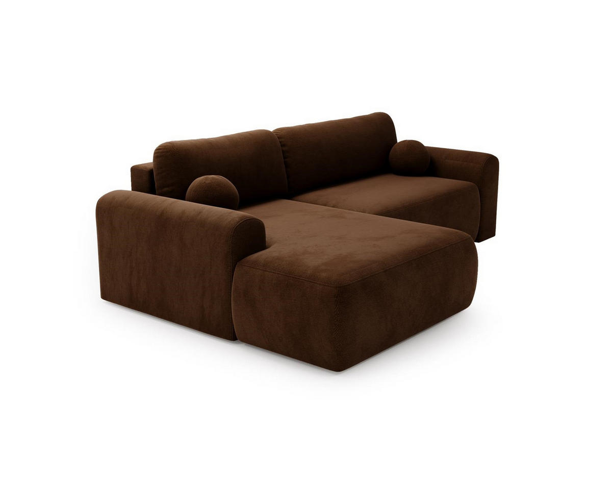 ECKSOFA Aurora Braun, mit Schlaffunktion in Vena Stoff, linke seite - Braun, Holzwerkstoff/Textil (257/177cm) - Bettso