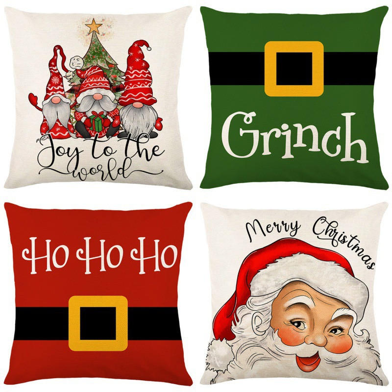 KISSENBEZUG – Weihnachtskissenbezug (Kissenfüllung nicht enthalten) – 45 x 45 cm – Multicolor(vier Stück) - Multicolor, Textil (45/45cm)