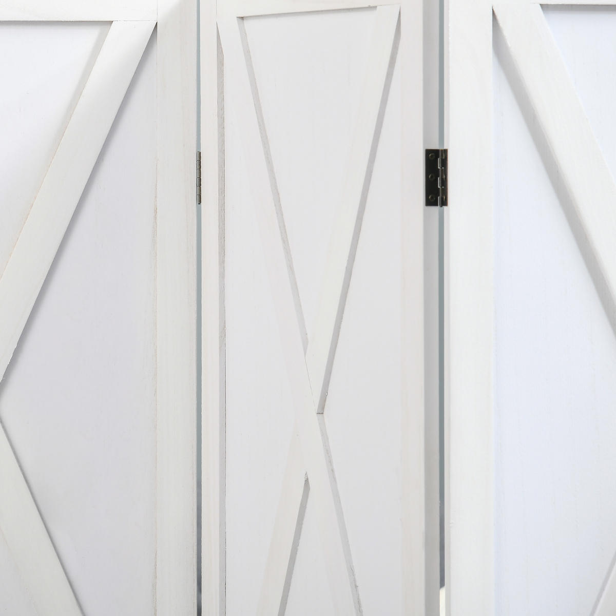 PARAVENT DE-14328 4-teilig, Landhausstil mit Kreuzstreben Weiß - Weiß, Holz (182/170/1.8cm) - ComfortXL