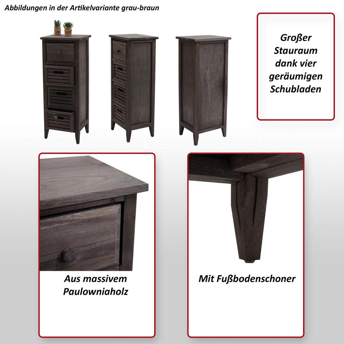 KOMMODE Grau - Grau, Holz (30/74/25cm) - MCW