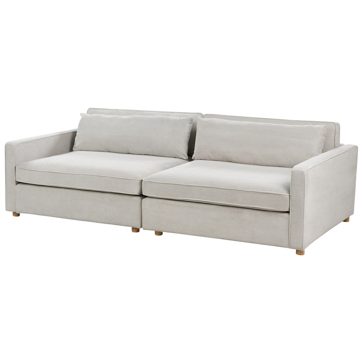 3-SITZER-SOFA Cord hellgrau Vinstra - Hellbraun/Grau, Textil (250/80/125cm) - Beliani