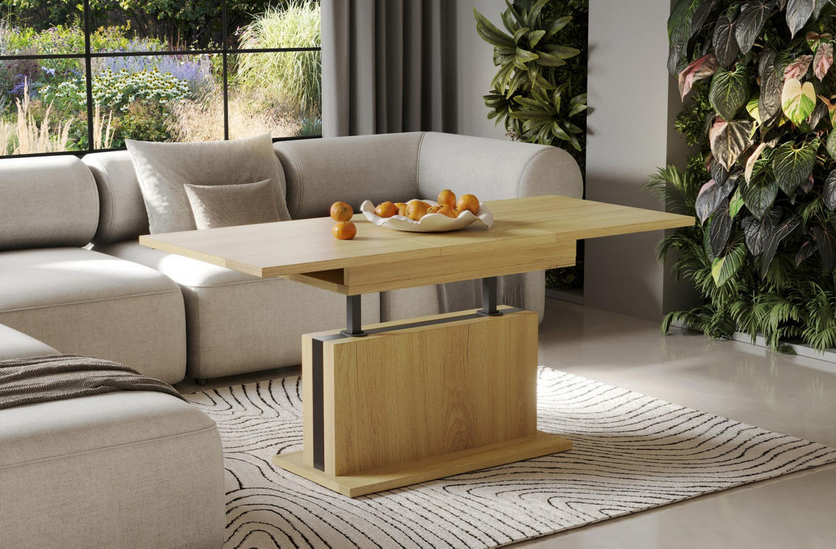 COUCHTISCH Solaris höhenverstellbar ausziehbar - Eichefarben, Holzwerkstoff (110/65/58cm) - Endo-Moebel