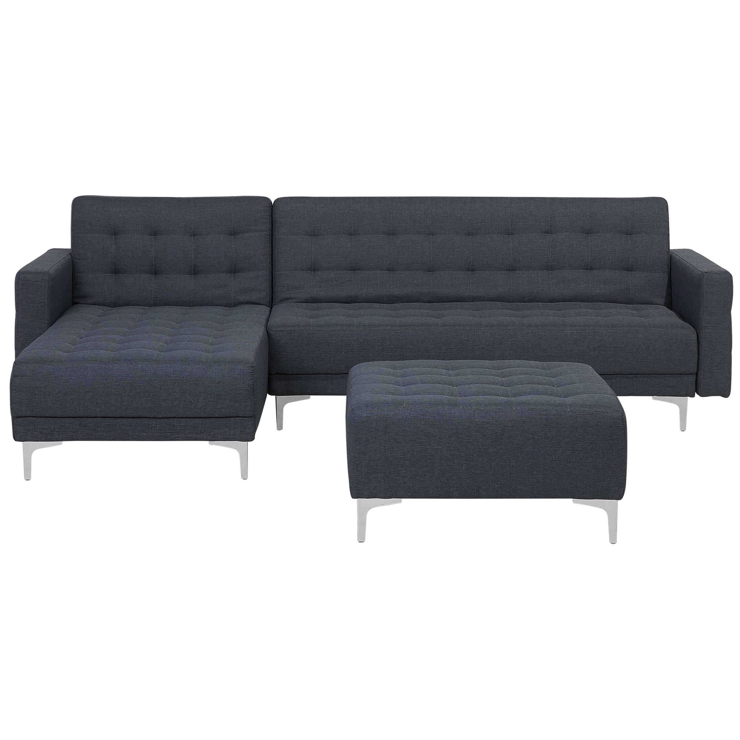 SCHLAFSOFA linksseitig mit Ottomane Polsterbezug Dunkelgrau Aberdeen - Dunkelgrau, Textil (267/168cm) - Beliani