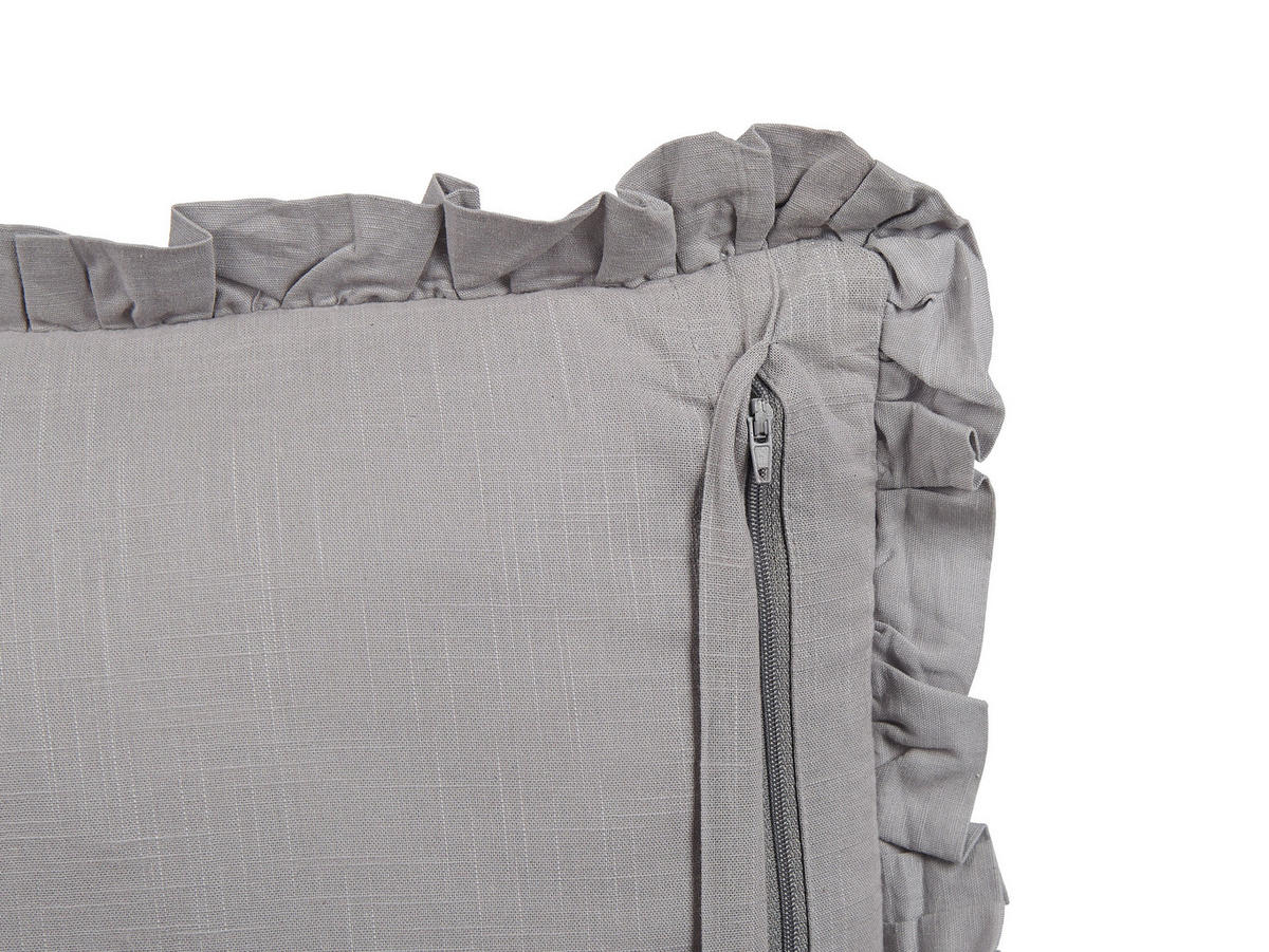 DEKOKISSEN 2er-Set Grau 45/45 cm Glabra - Grau, Naturmaterialien/Textil (45/45cm) - Beliani