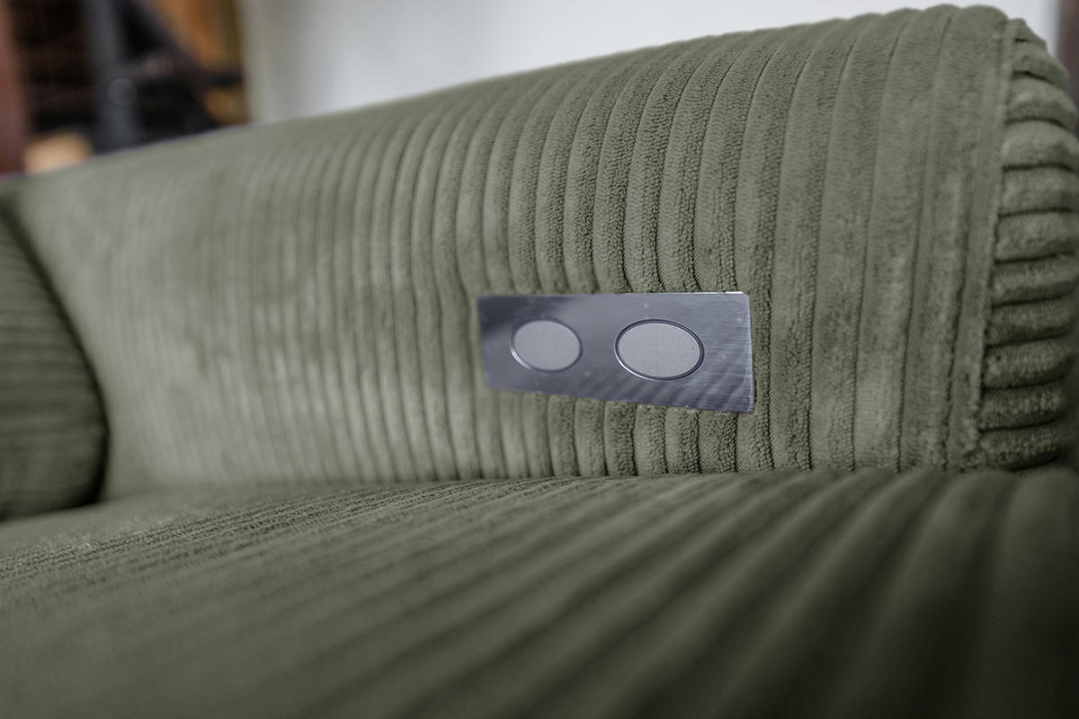 ECKSOFA LAISKA Grün Cord - Schwarz/Olivgrün, Textil/Metall (282/177cm) - KAWOLA