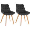 STUHL 2er Set Samt schwarz - Eukalyptusholzfarben/Schwarz, Holz/Textil (54/84/63cm) - CLP
