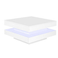 KONFERENČNÍ stolek, 70/70/36 cm bílý, vysoký lesk s otočnou deskou a LED osvětlením - bílá, kompozitní dřevo (70/70/36cm) - BEAOK