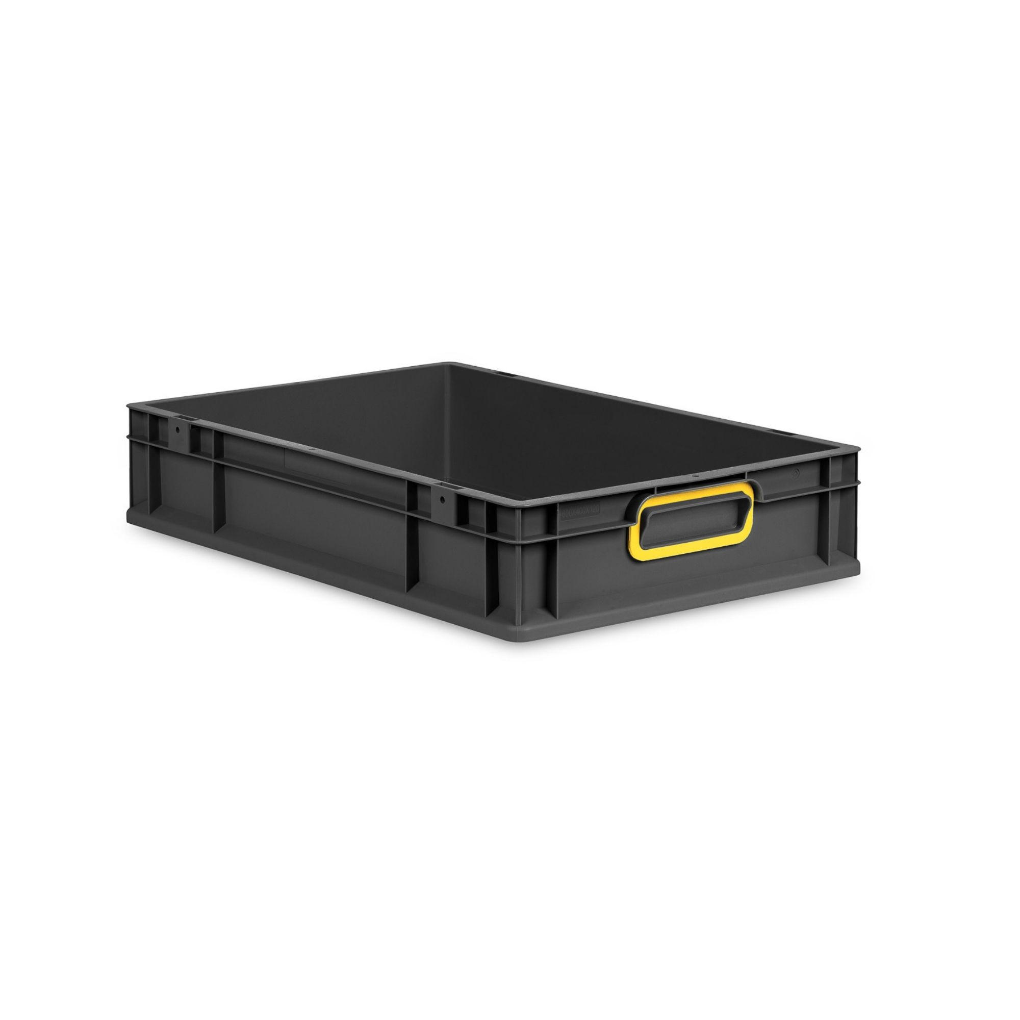 EUROBOX NextGen Color 12x40x60 cm 23 Liter Griffe gelb zu, Schwarz - Gelb/Schwarz, Kunststoff (40/12/60cm) - PROREGAL