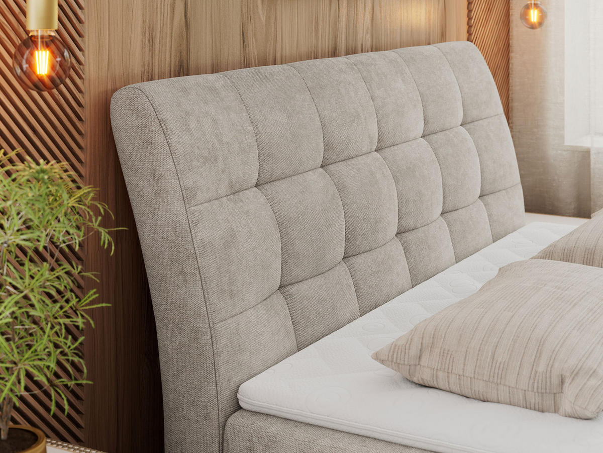 BOXBETT DIEGOS 160/200 Beige Struktur - H3 - Beige, Holz/Textil (160/200cm) - MKS