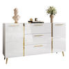 SIDEBOARDS MIT SCHUBLADEN ONYX AUF GOLDENEN BEINEN HOCHGLANZ 158 CM - Weiß, Holzwerkstoff (158/88/41.3cm) - Lookway