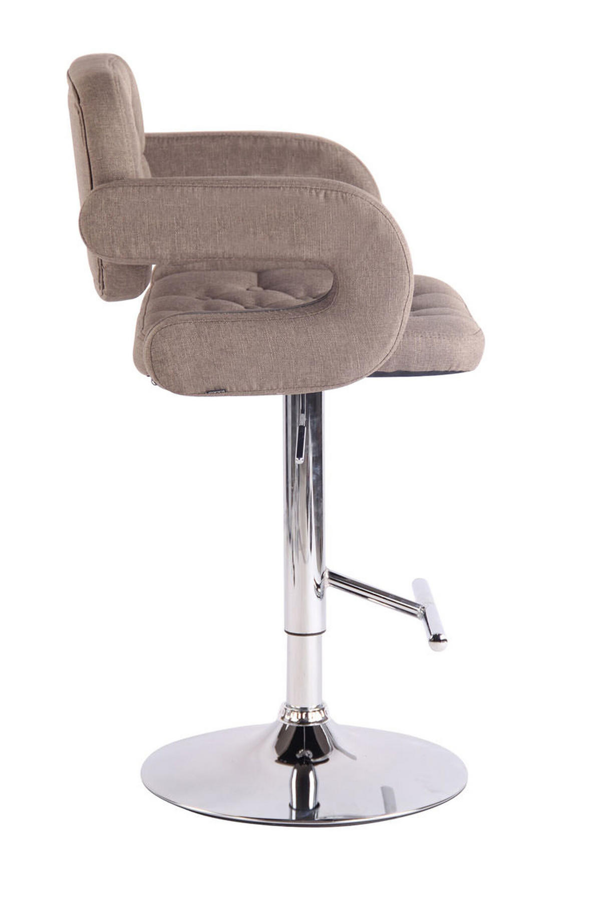 BARHOCKER Dubai, Gestell Metall in Chromoptik, STOFF Taupe - Taupe/Chromfarben, Textil/Metall (52/100/55cm) - TPFLiving