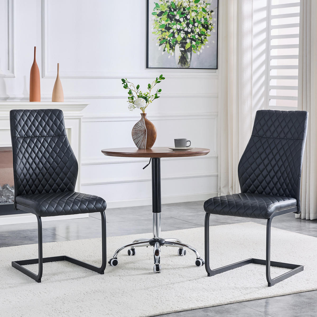 ESSZIMMERSTUHL 2er-Set mit hoher Rückenlehne 100 cm PU-Lederoptik Schwarz - Schwarz, Metall (63/100/43cm) - Meubliv