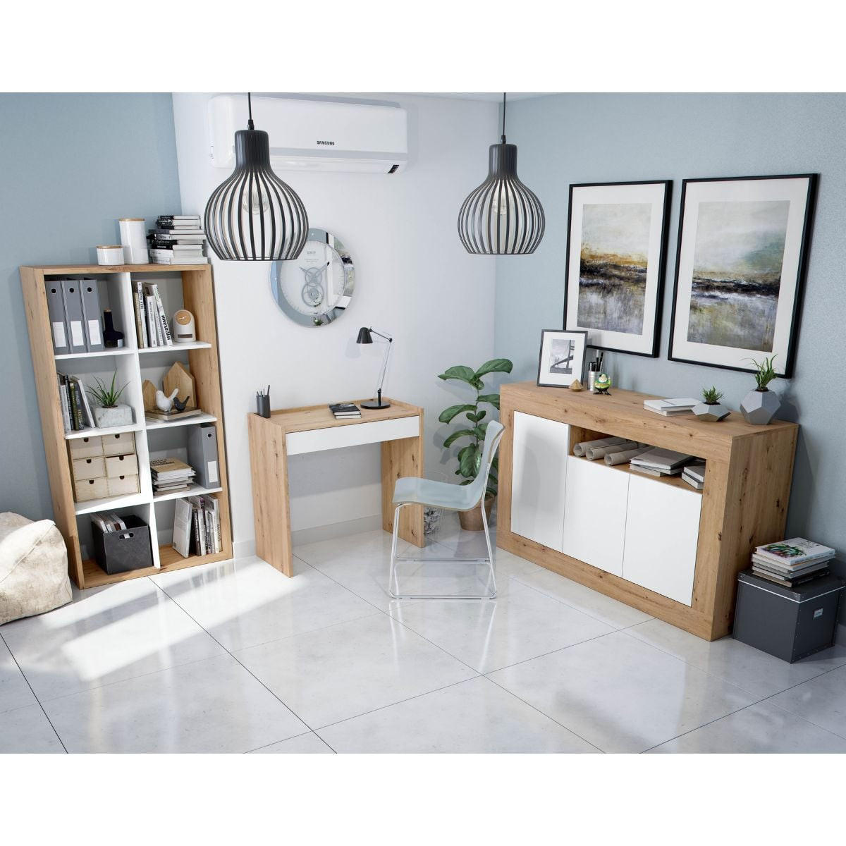 SCHREIBTISCH mit 1 Schublade Noa - L82 cm - Eschefarben, Holzwerkstoff (82/40/77cm) - Calicosy