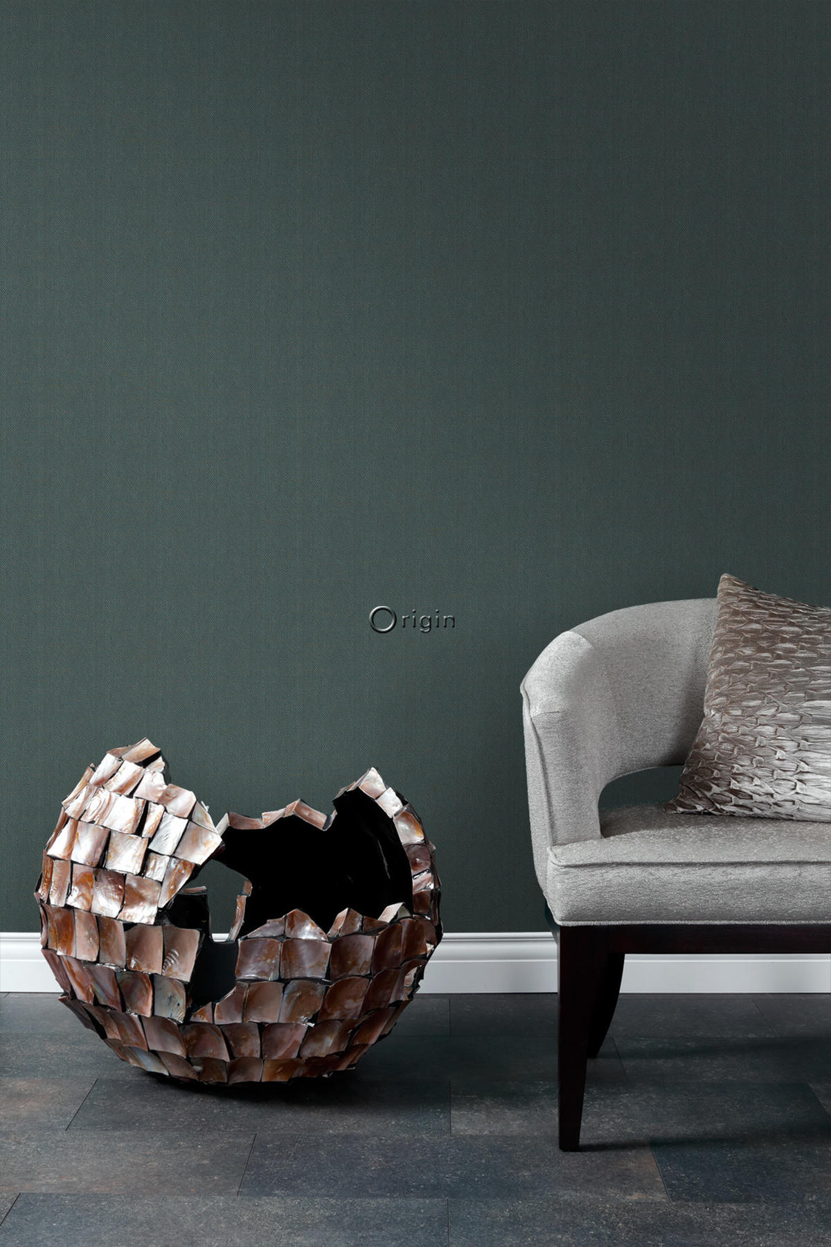 TAPETE Fischgrätmuster 53 cm x 10.05 m - Blau, Papier (53/1000cm) - Origin Wallcoverings