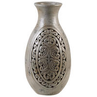 DEKOVASE Terrakotta grau Megara - Grau, Stein (51cm) - Beliani