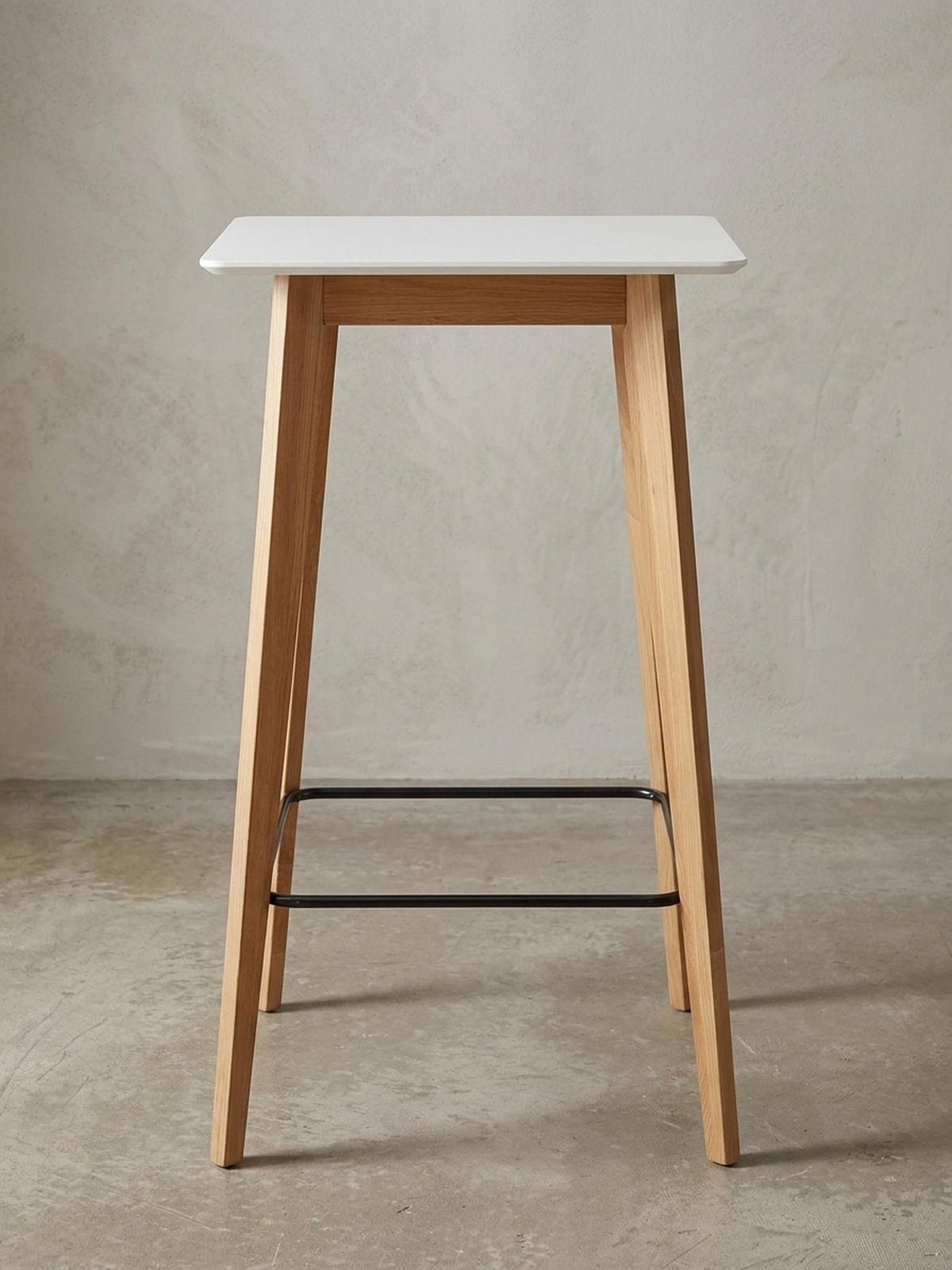 BARTISCH – Skandinavisch, Eichenbeine, quadratisch, 50 kg Belastbarkeit - Weiß/Braun, Eichenholz/Holz (60/60/110cm) - KADIMA DESIGN