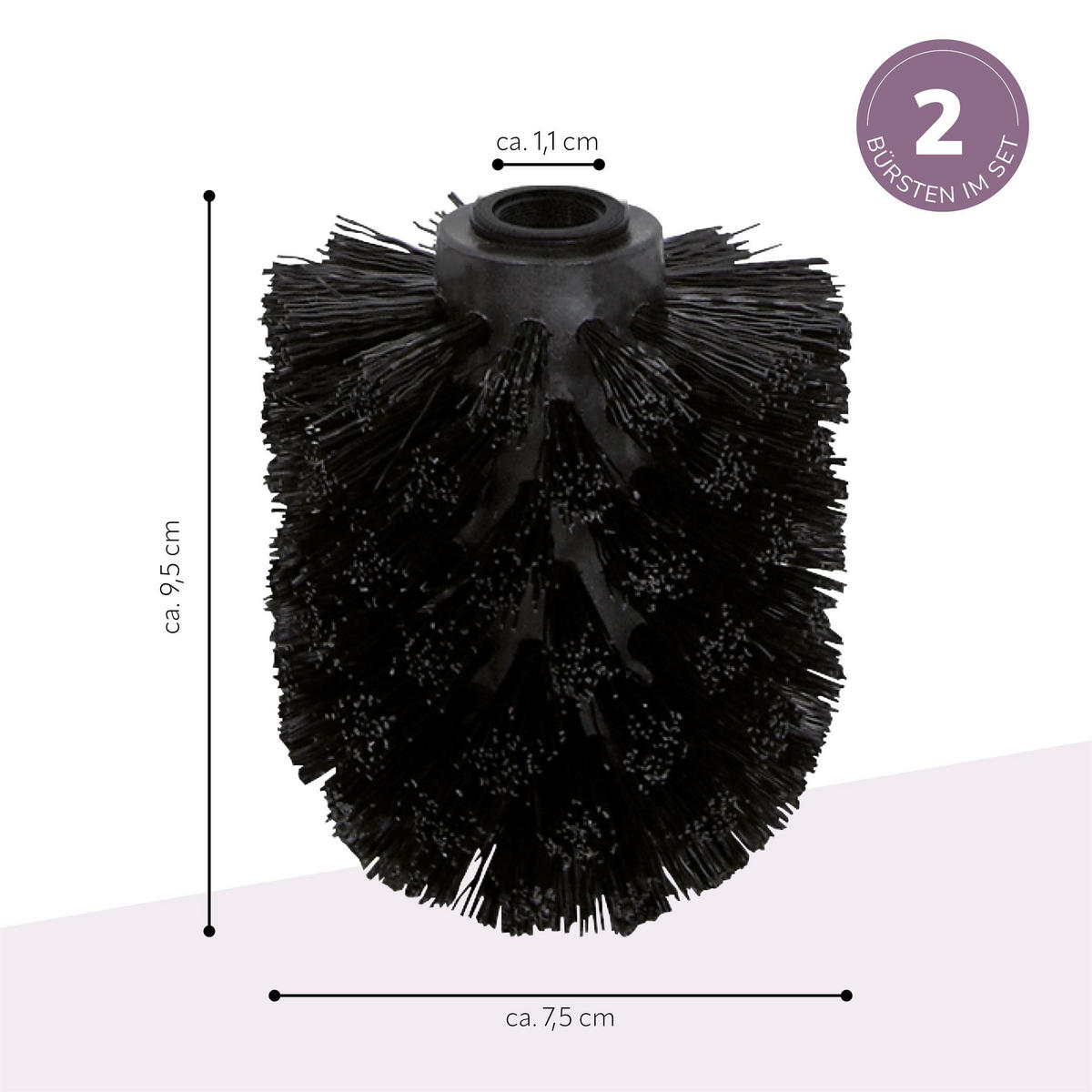 ERSATZBÜRSTENKÖPFE PIAZZA & LUCENTE 2er-Set, schwarz - Schwarz, Kunststoff (1/9.5cm) - bremermann