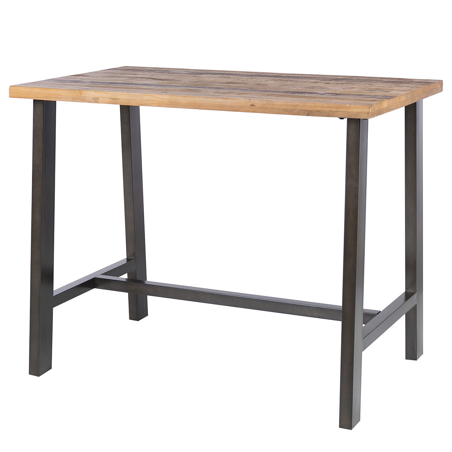 BARTISCH - Pinie massiv / Metall - Beige, Holz (75/120/95cm) - home24