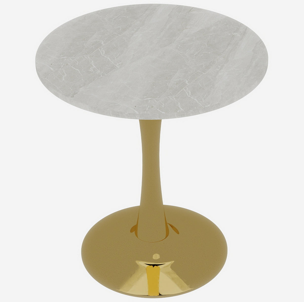 KLUBSKA miza iz umetnega marmorja, premer 70 cm bela/zlata - zlate barve, kamen (70/70/72cm) - BEAOK