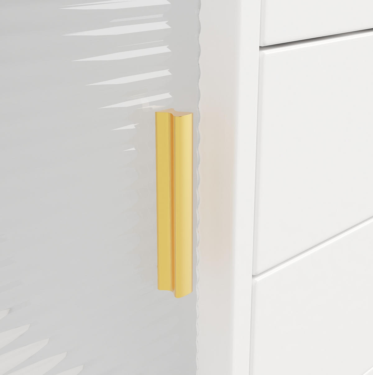 BUFFET 145/171/39 cm Weiß aus MDF und Glas mit LED-Beleuchtung - Weiß, Holzwerkstoff (39/171/145cm) - OKMYHOME