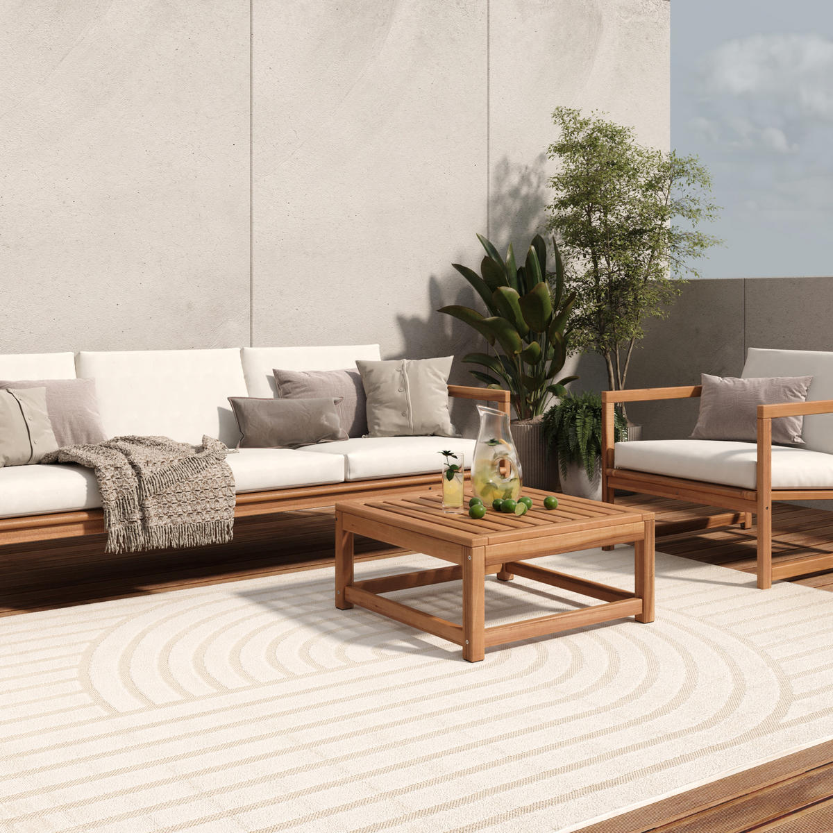 TEPPICH PATIO Creme 140/200 cm - Creme, Kunststoff (140/200cm) - Tapiso