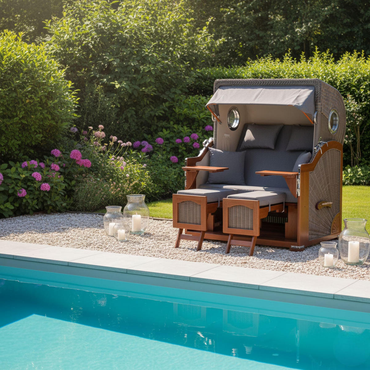 STRANDKORB XXL Düne Grande 2,5 Sitzer - Braun/Grau, Metall (142/170/95cm) - Mr. Deko