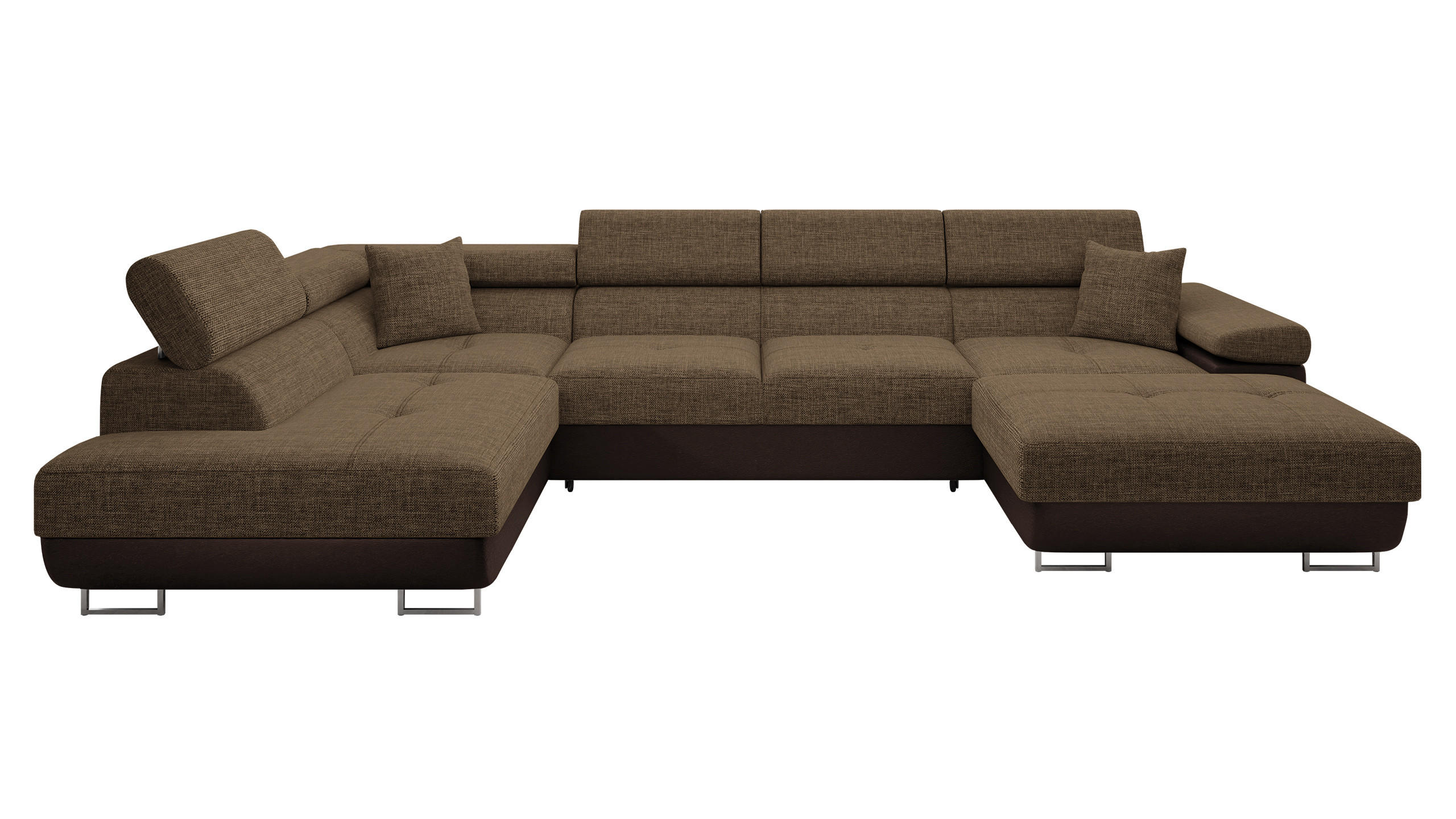WOHNLANDSCHAFT Torezio Bis, Seite: Links - Braun, Holz/Textil (346/90/203cm) - MIRJAN24