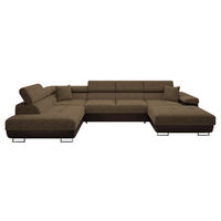 WOHNLANDSCHAFT Torezio Bis, Seite: Links - Braun, Holz/Textil (346/90/203cm) - MIRJAN24