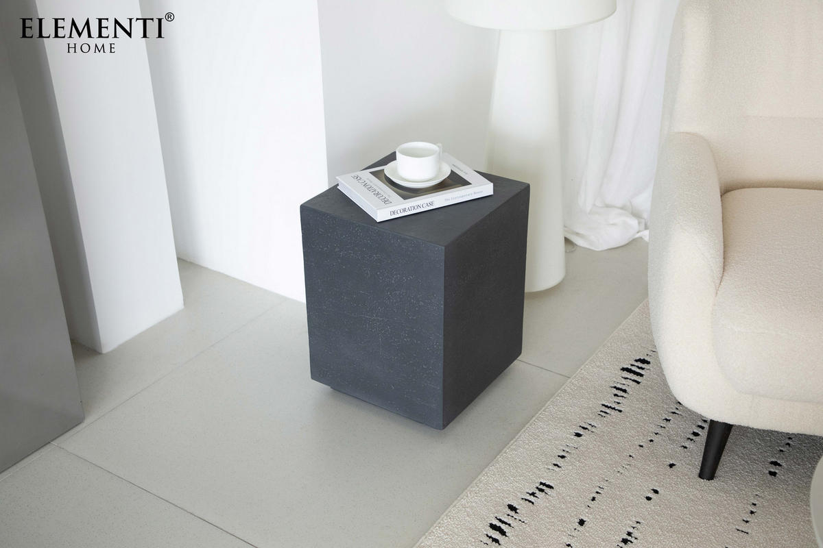 BEISTELLTISCH TEVERE aus GF-Beton, Wetterbeständig, 35x35x46 cm - Dunkelgrau, Naturmaterialien (35/35/46cm) - Elementi