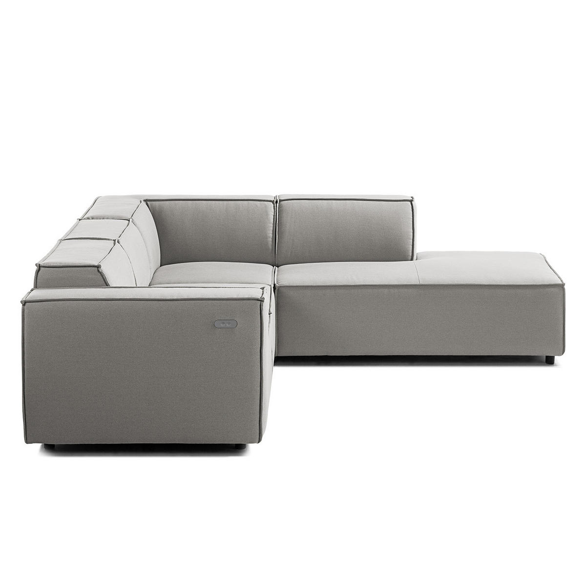 ECKSOFA mit Ottomane - Graubraun/Schwarz, Kunststoff/Textil (260/234cm) - home24