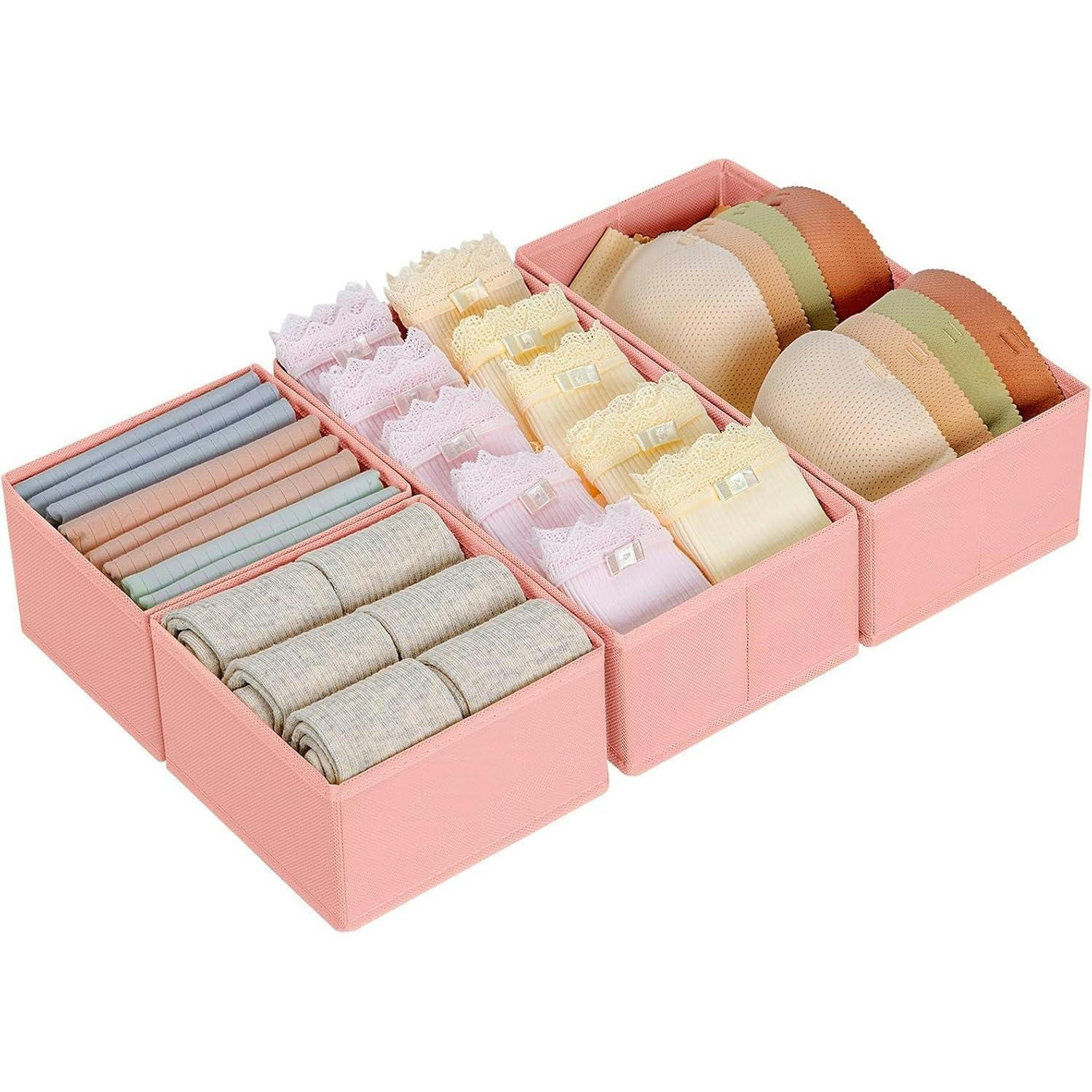 SCHUBLADEN Organizer 4-teiliges Set Rosa - Rosa, Textil (15/9/30cm)