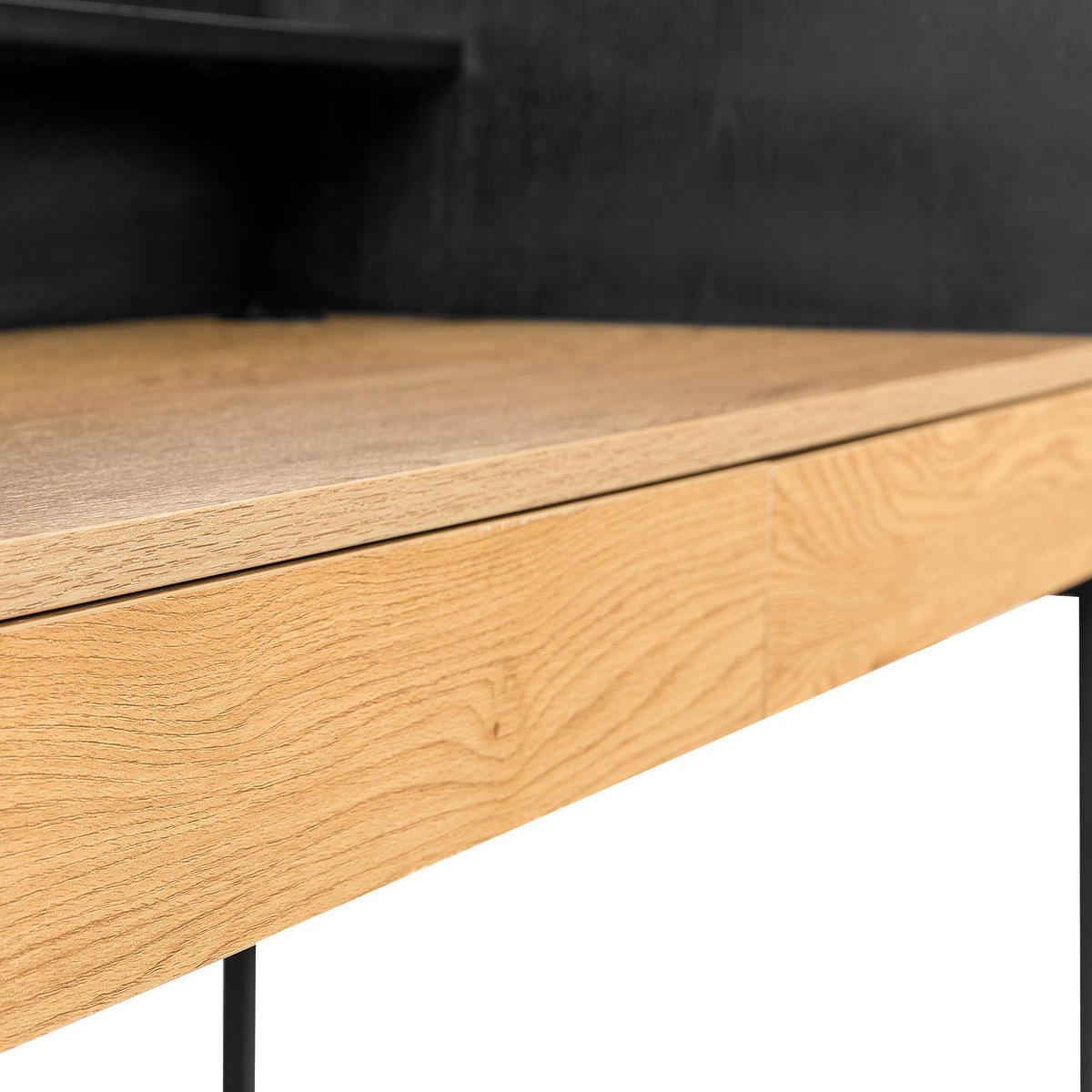 SCHREIBTISCH Arthur Holz und Schwarz - Braun, Holzwerkstoff (120/50/89cm) - Happy Garden