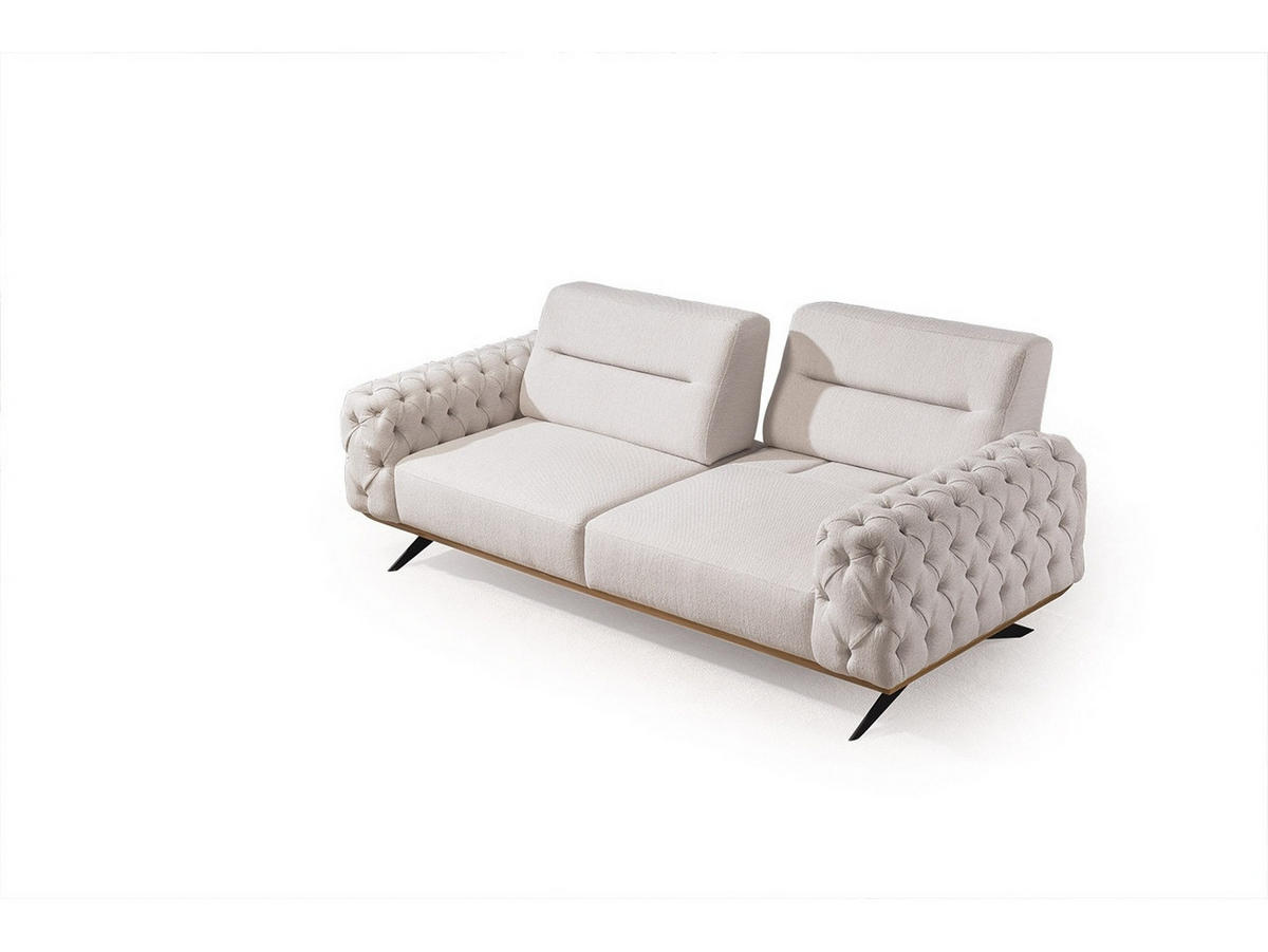 SOFA Havana 3-Sitzer Webstoff Creme - Beige, Textil/Metall (235/87/95cm) - Villa Möbel