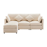 L-FÖRMIGES ECKSOFA Beige 216/161/81 cm 4-Sitzer mit Hocker - Beige, Textil (216/161cm) - PANGIVO