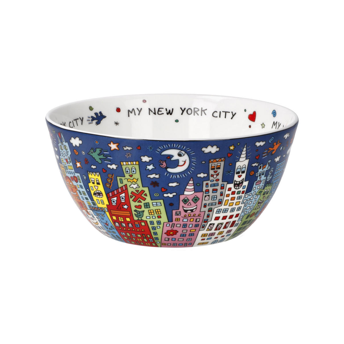 KÜNSTLERSCHALE James Rizzi - My New York City Night, Pop Art, Fine Bone China, Bunt, 15 cm - Multicolor, Keramik (7cm) - Goebel