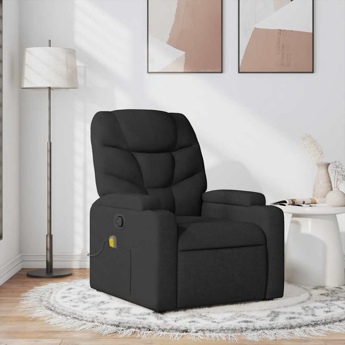 MASSAGESESSEL Liegen Armlehnen 74/89/100 cm Schwarz Stoff - Schwarz, Textil (89/100/74cm) - vidaXL