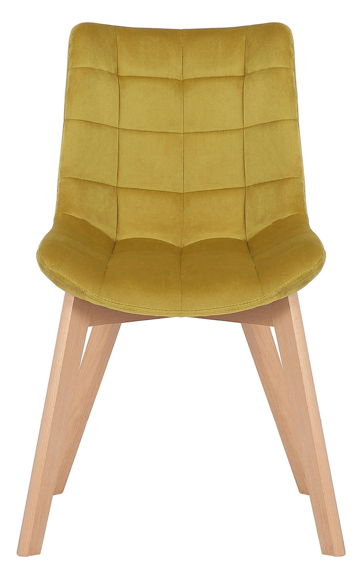 STUHL Samt Gelb - Eukalyptusholzfarben/Gelb, Holz/Textil (46/82/61cm) - CLP