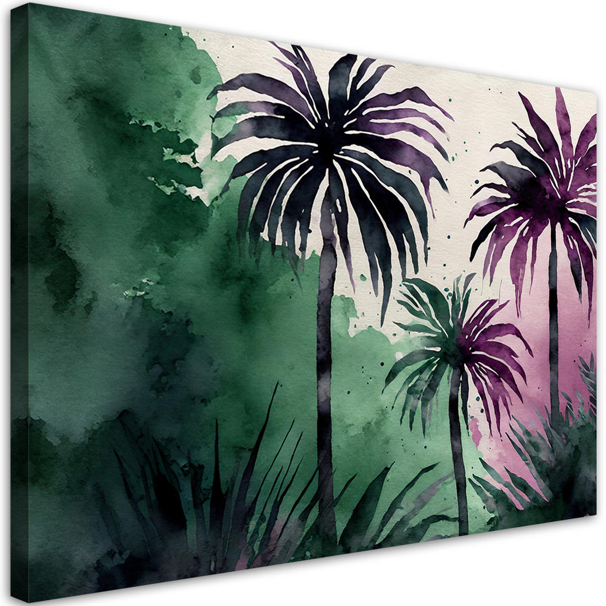 WANDBILD palme dschungel aquarell - Grün, Textil (60/40cm) - Feeby