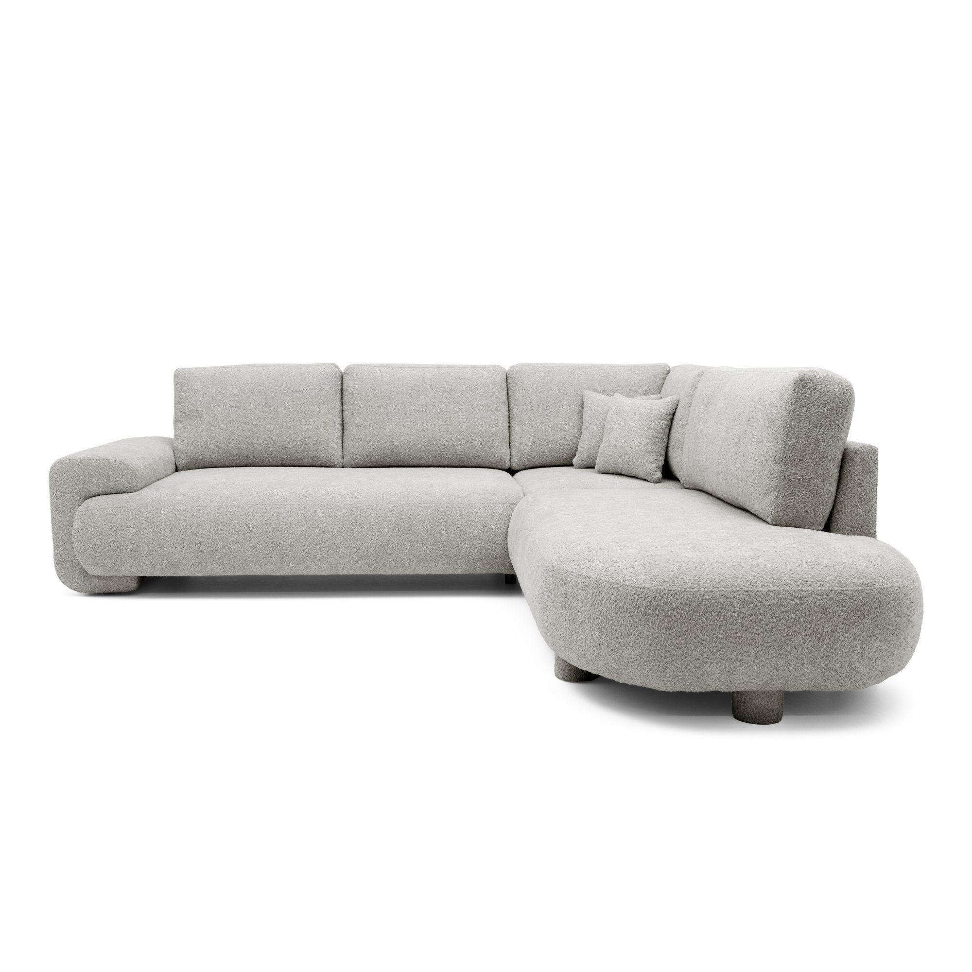 4-SITZER Ecksofa MIRABEL L Rechts 255x285 cm Bouclé Beige - Beige, Holz/Kunststoff (255/285cm) - Muffo